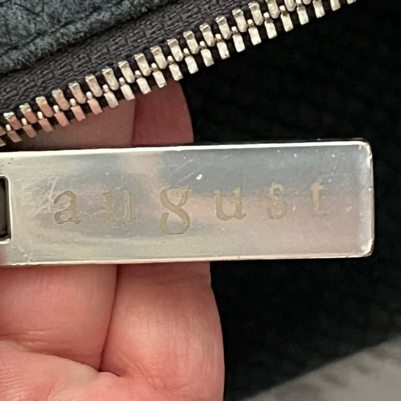 August black suede large fold over Clutch - Picture 5 of 7